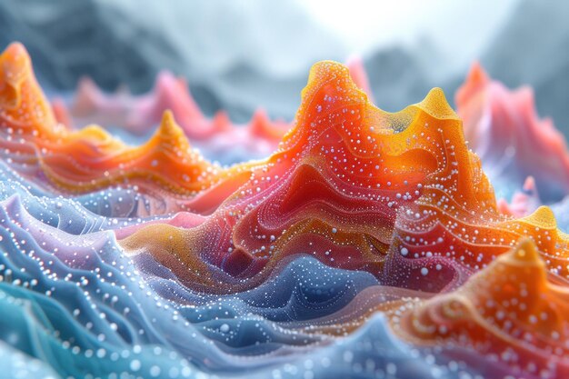 Abstract 3D landscape evoking a sense of depth and exploration in digital space