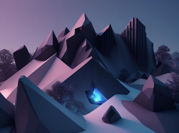 Abstract 3D Landscape Minimal Data Building