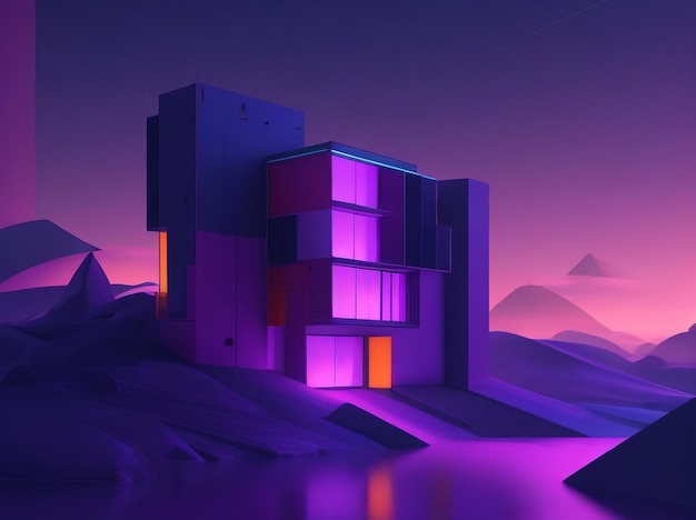 Abstract 3D Landscape Minimal Data Building