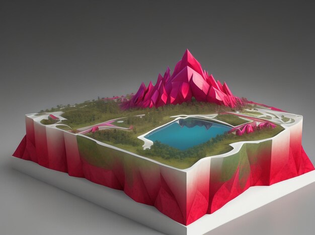 Abstract 3D Landscape Minimal Data Building