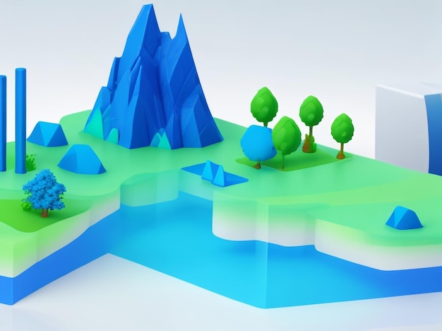 Abstract 3D Landscape Minimal Flat Line Data