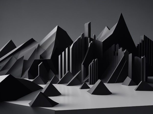 Abstract 3D Landscape Minimal Flat Line Data