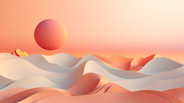 Abstract 3d landscape with waves and an egg illustration Generative AI