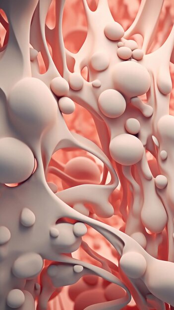 Abstract 3D Motion CloseUp van witte bubbels op roze oppervlak rode achtergrond mobiele telefoon