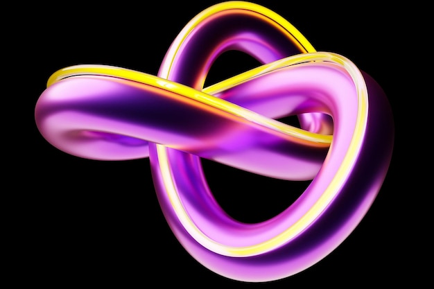 Abstract 3D-ontwerp tegen gekleurde achtergrond Gladde vorm 3D-rendering onder neonkleur