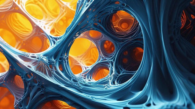 Abstract 3D Orange and Blue Fractal Background