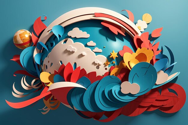 Abstract 3d paper globe