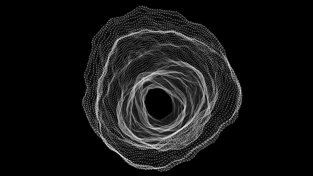 Abstract 3d portal Tunnel or wormhole Wireframe 3D surface tunnel 3d rendering