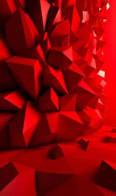 赤い背景の抽象的な3D赤い立方体