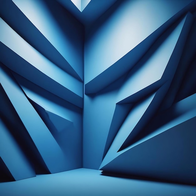 Abstract 3d render blue minimalistic background design