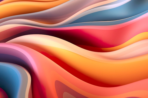 Абстрактный 3D-рендеринг красочного фона с мягкими волнистыми волнами Современный абстрактный волновой фон Генеративный искусственный интеллект