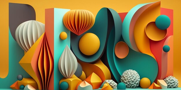 abstract 3D render of a colorful background design