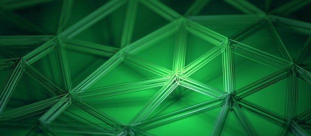 abstract 3d render green background design with connected lines network concept