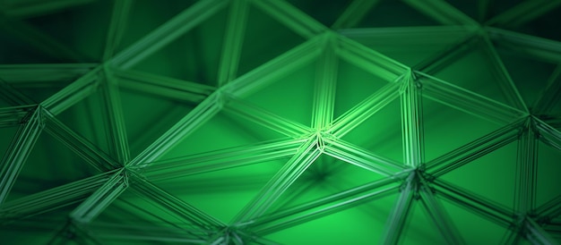 Abstract 3d render green background design with connected lines network concept