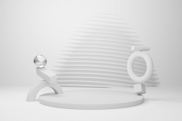 Абстрактные 3d визуализации подставки подиум, победитель пьедестала на белом фоне.