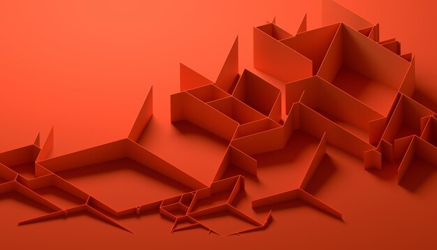 Abstract 3d render red minimalistic background design