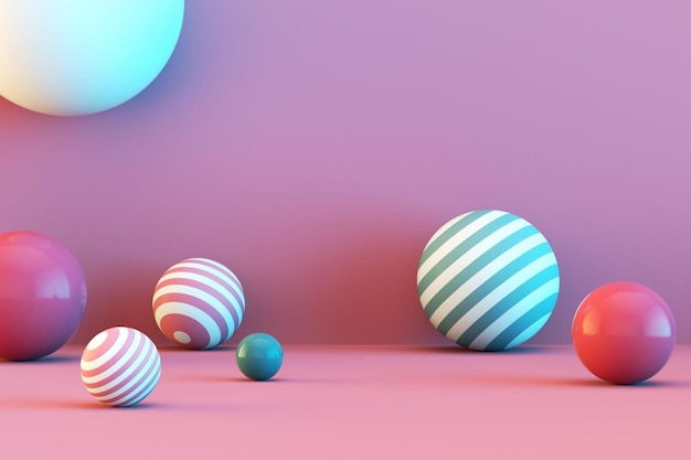 Photo abstract 3d render of spheres composition with geometric shapes modern background design