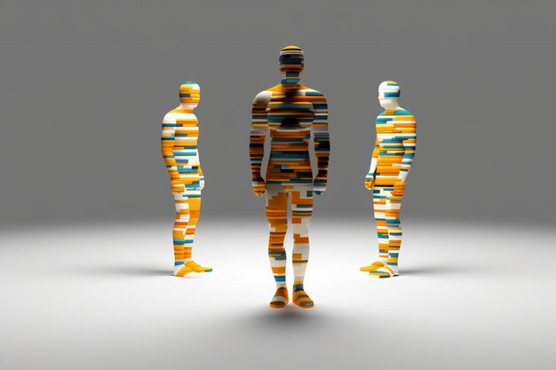 Foto abstract 3d render van een gesneden mannelijke figuur