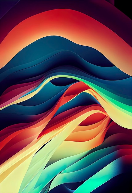 Abstract 3D Render with Organic Rippled Surfaces Modern Multi Colored Wallpaper