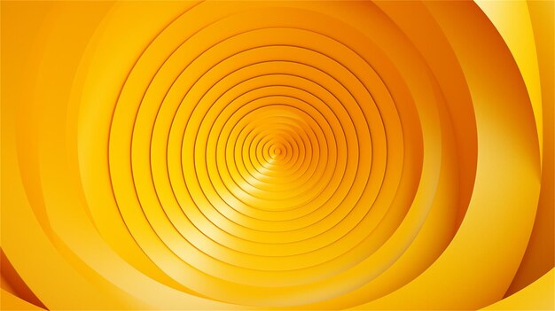 Abstract 3d render of yellow spiral tunnel futuristic background