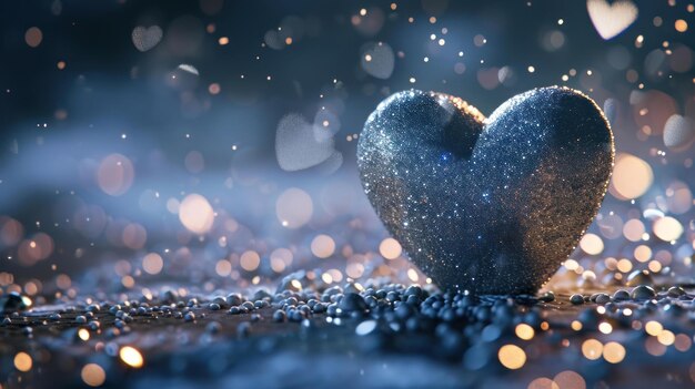 An abstract 3d rendered heart with a subtle blur set against a serene background