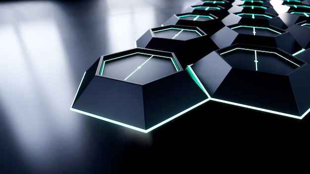 Abstract 3d Rendering Of Black Hexagon Illustration