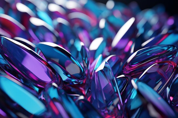 Photo abstract 3d rendering of blue crystals futuristic background for banner design