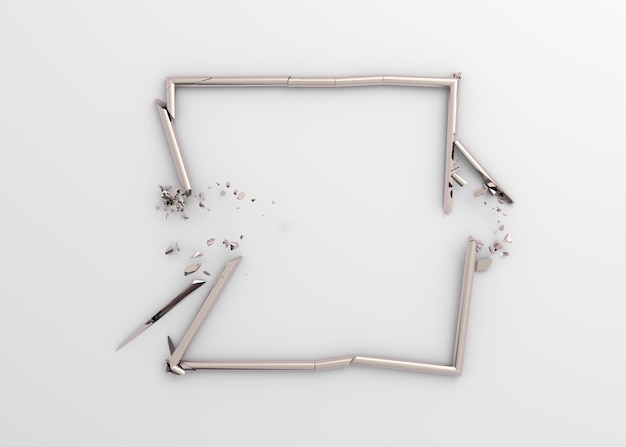Abstract 3D Rendering of Broken Square