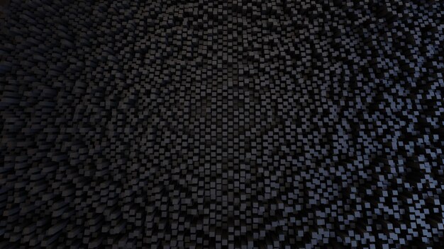 Abstract 3d rendering of chaotic black cubes in empty space Computer generated background