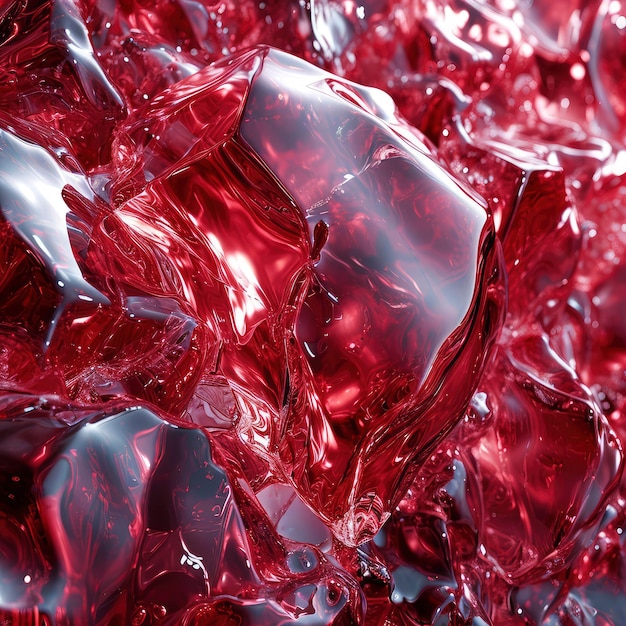 Abstract 3D Rendering Chaotic Red Glass 3d illustration