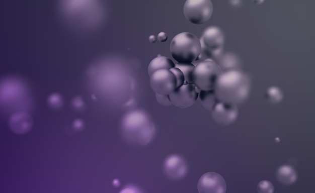 Abstract 3d rendering of chaotic spheres Flying particles in empty space Futuristic background