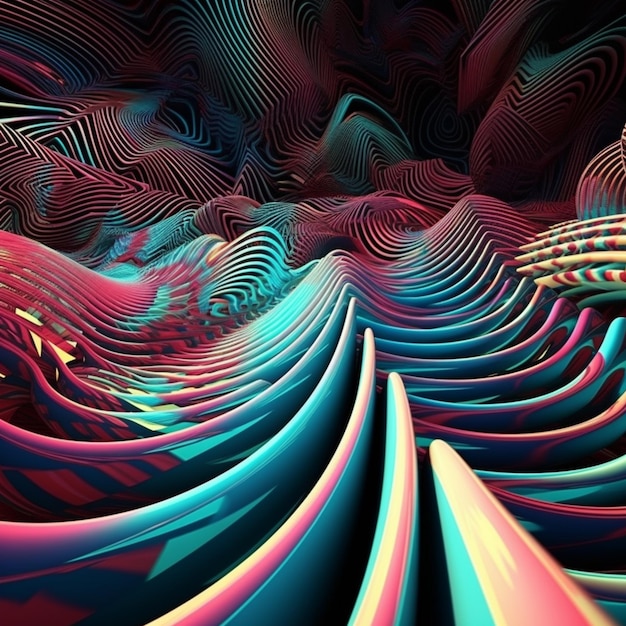 Abstract 3d rendering of a colorful swirly background with a black background generative ai