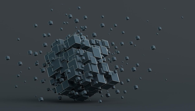 Abstract 3D Rendering of Cubes