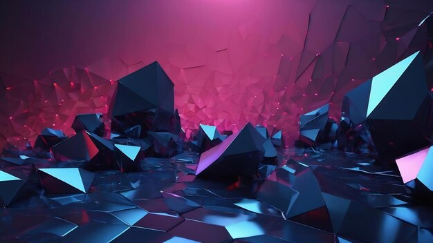 Abstract 3d rendering of darck blue surface background with futuristic polygonal shape