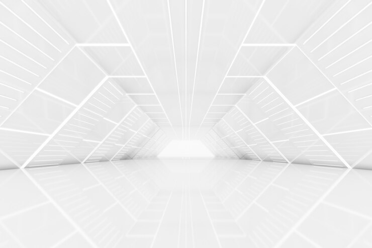 Photo abstract 3d rendering of empty futuristic tunnel room with light on the wall. sci-fi concept.