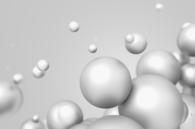 Abstract 3D Rendering of Flying Spheres