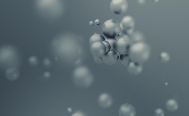 Abstract 3D Rendering of Flying Spheres