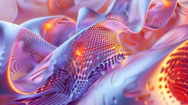 abstract 3d rendering of a futuristic colorful and patterned surface