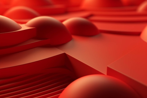 Abstract 3d rendering of geometric shape Creative background with red balls