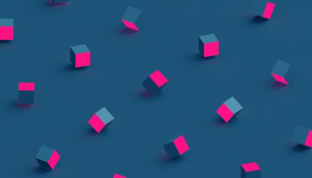 Abstract 3d rendering of geometric shapes. Computer generated minimalistic background with cubes. Modern design for poster, cover, branding, banner, placard