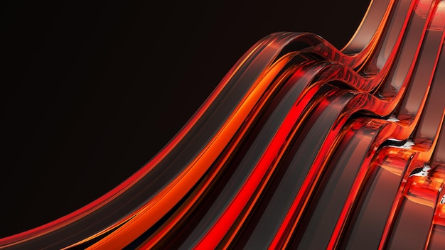 Abstract 3d rendering of glossy wavy lines background, minimal dynamic shape