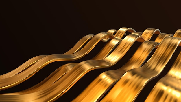 Abstract 3d rendering of glossy wavy lines background, minimal dynamic shape