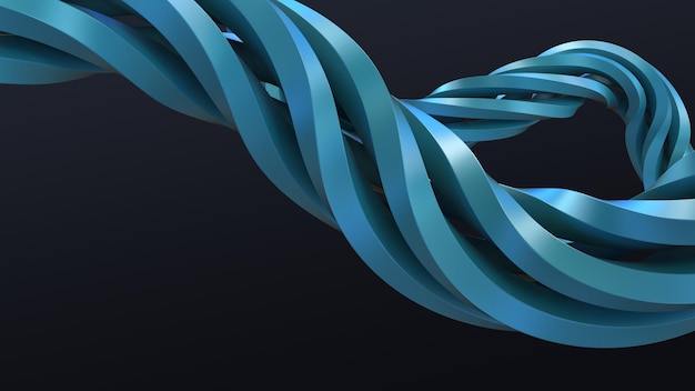 Abstract 3d rendering of glossy wavy tube lines background, minimal dynamic shape