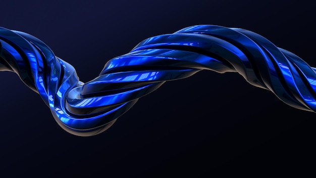 Abstract 3d rendering of glossy wavy tube lines background, minimal dynamic shape