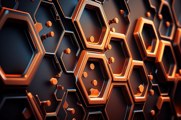 Abstract 3d rendering of hexagon shape Futuristic background generative ai