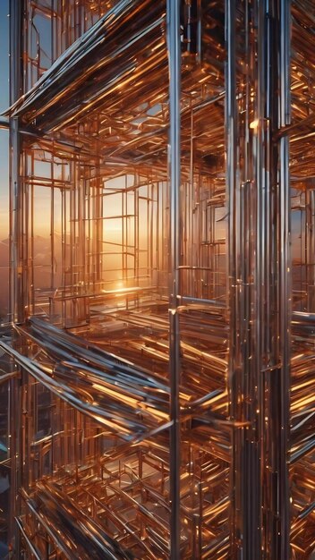 Abstract 3d rendering of high tech metal structure