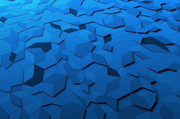 Abstract 3D Rendering of Low Poly Blue Surface