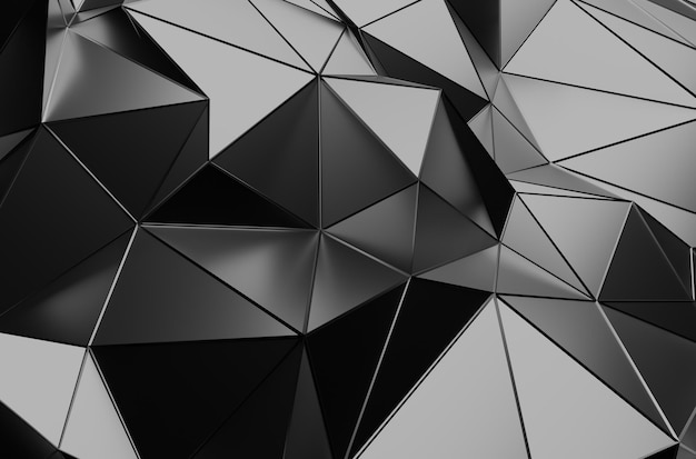 Abstract 3D Rendering of Low Poly Dark Surface