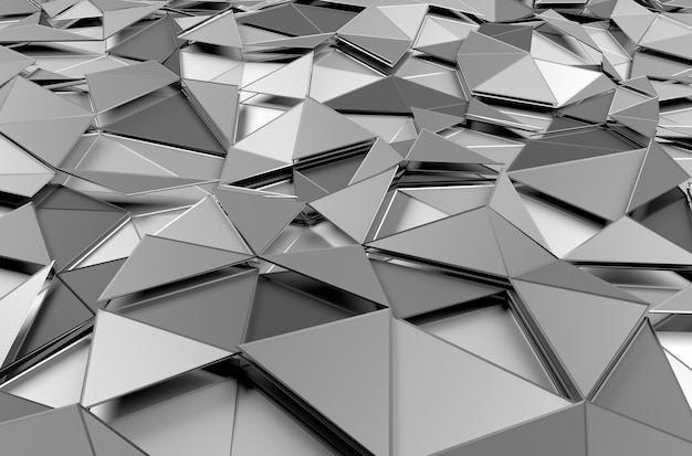 Abstract 3D Rendering of Low Poly Metal Surface