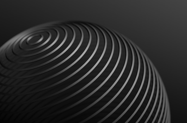 Фото Абстрактные 3d-рендеринга высокотехнологичной металлической конструкции. темный фон с хромированными линиями в пустом пространстве. футуристическая стальная сфера.